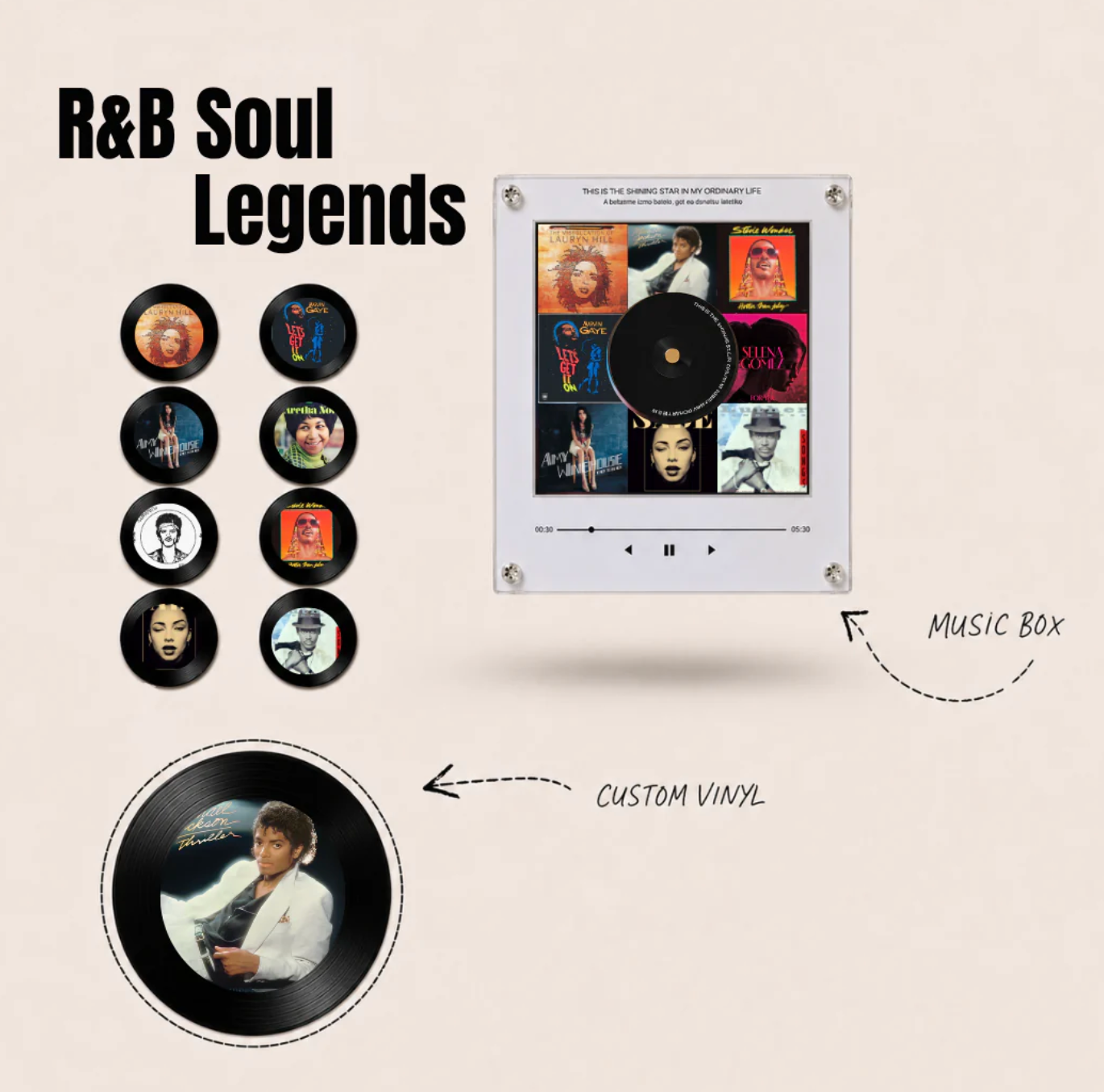 Personalized NFC Music Box with 9 Vinyl Discs, Magnetic Music Box,  Fridge Magnet for Music Lovers