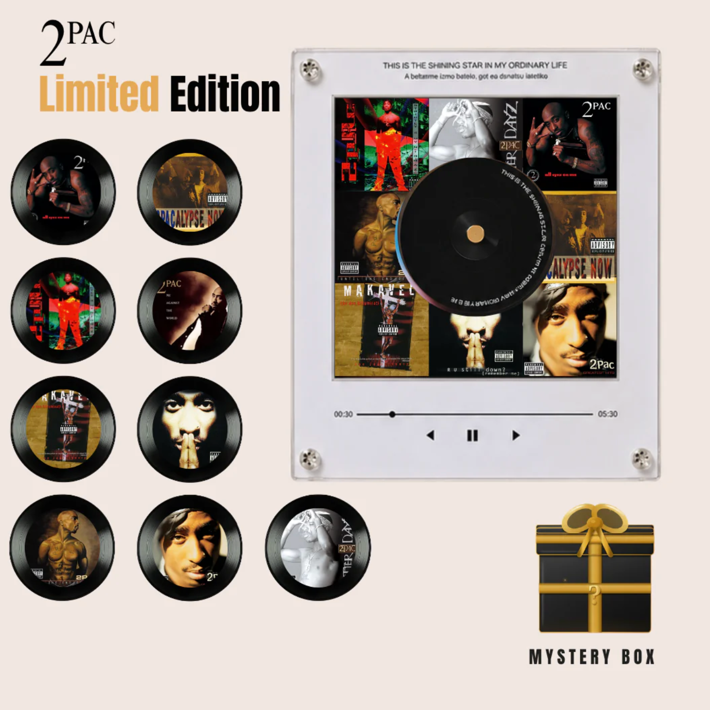Personalized NFC Music Box with 9 Vinyl Discs, Magnetic Music Box,  Fridge Magnet for Music Lovers