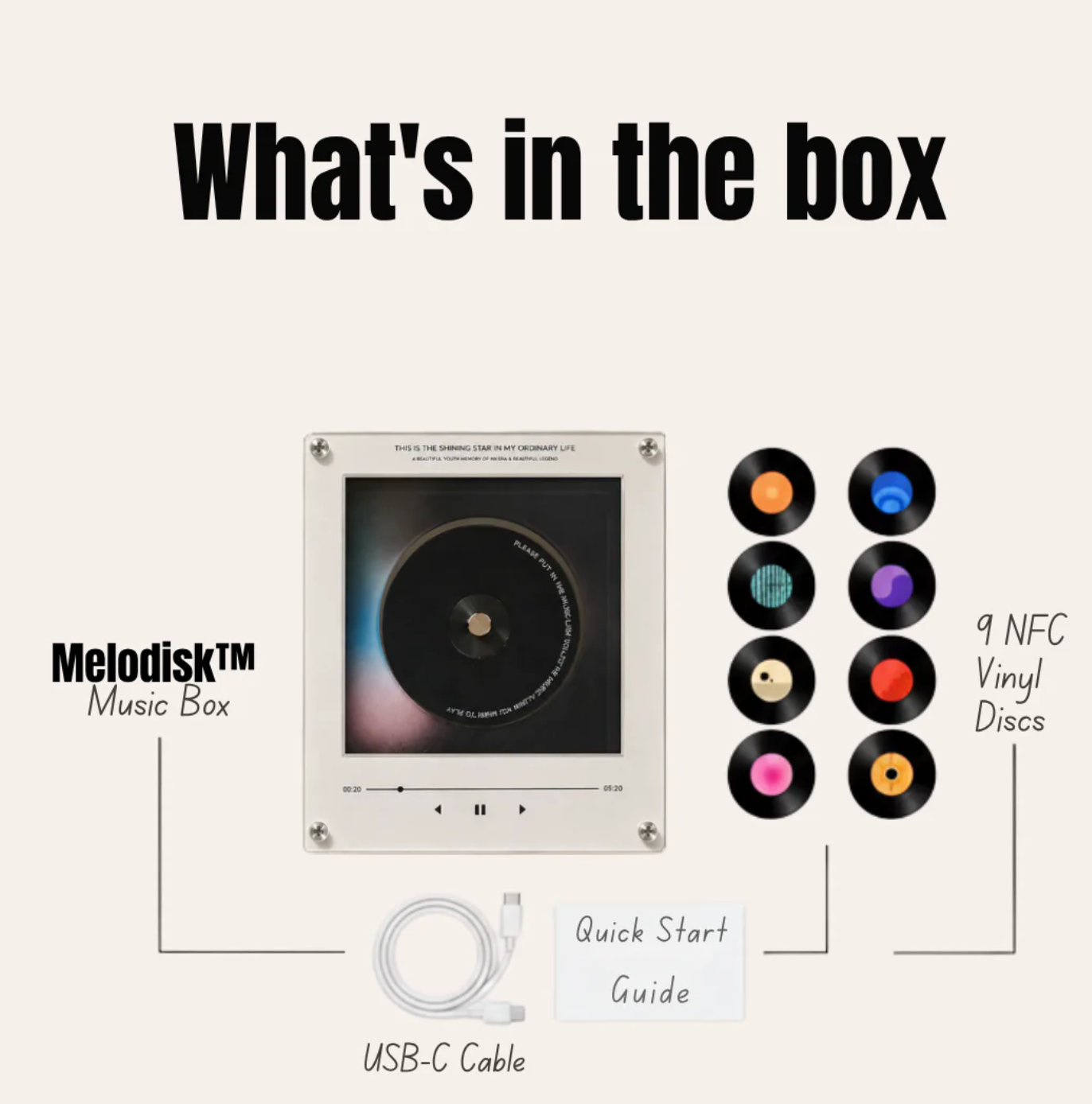 Personalized NFC Music Box with 9 Vinyl Discs, Magnetic Music Box,  Fridge Magnet for Music Lovers