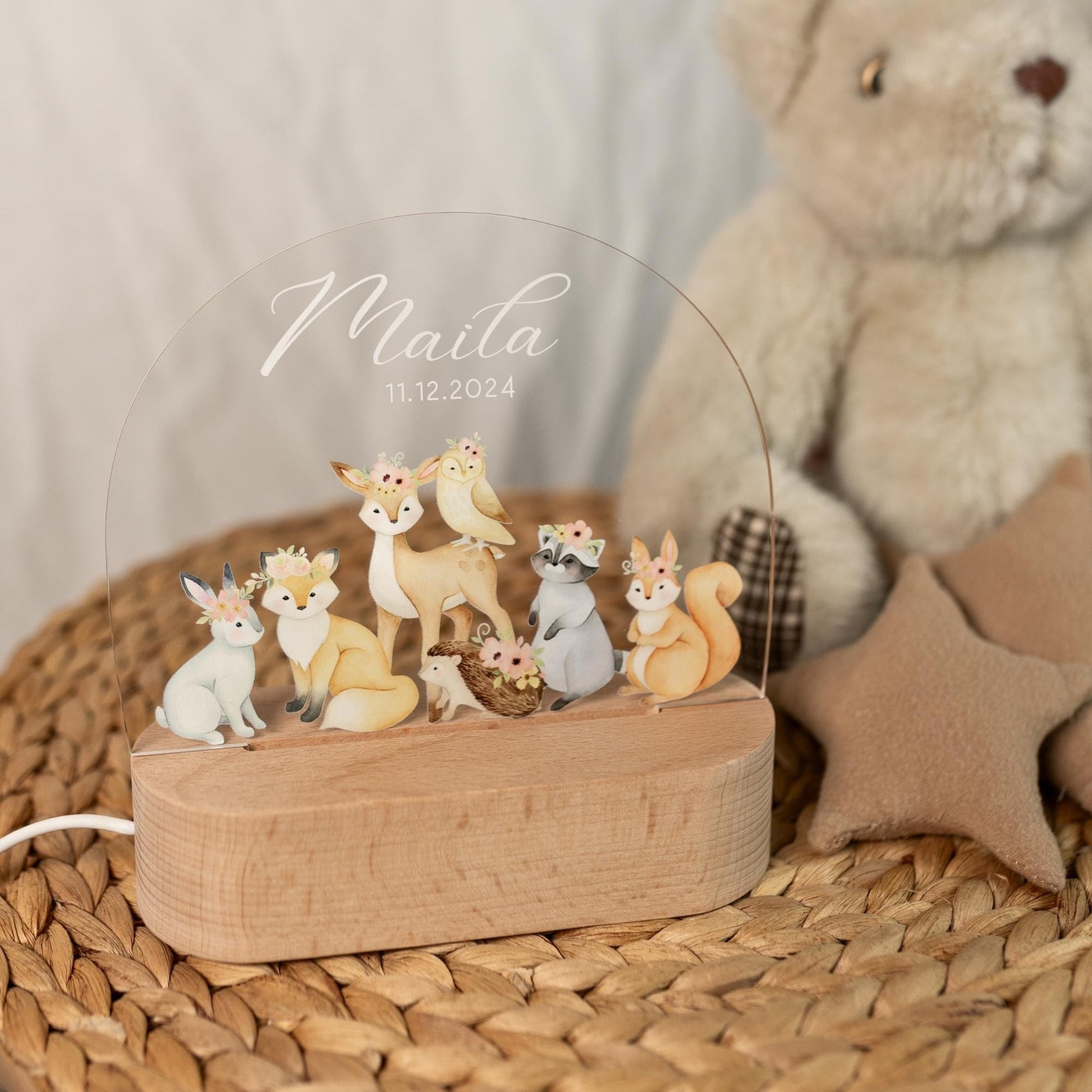 Children's night light with animal motif, image taken in daylight
