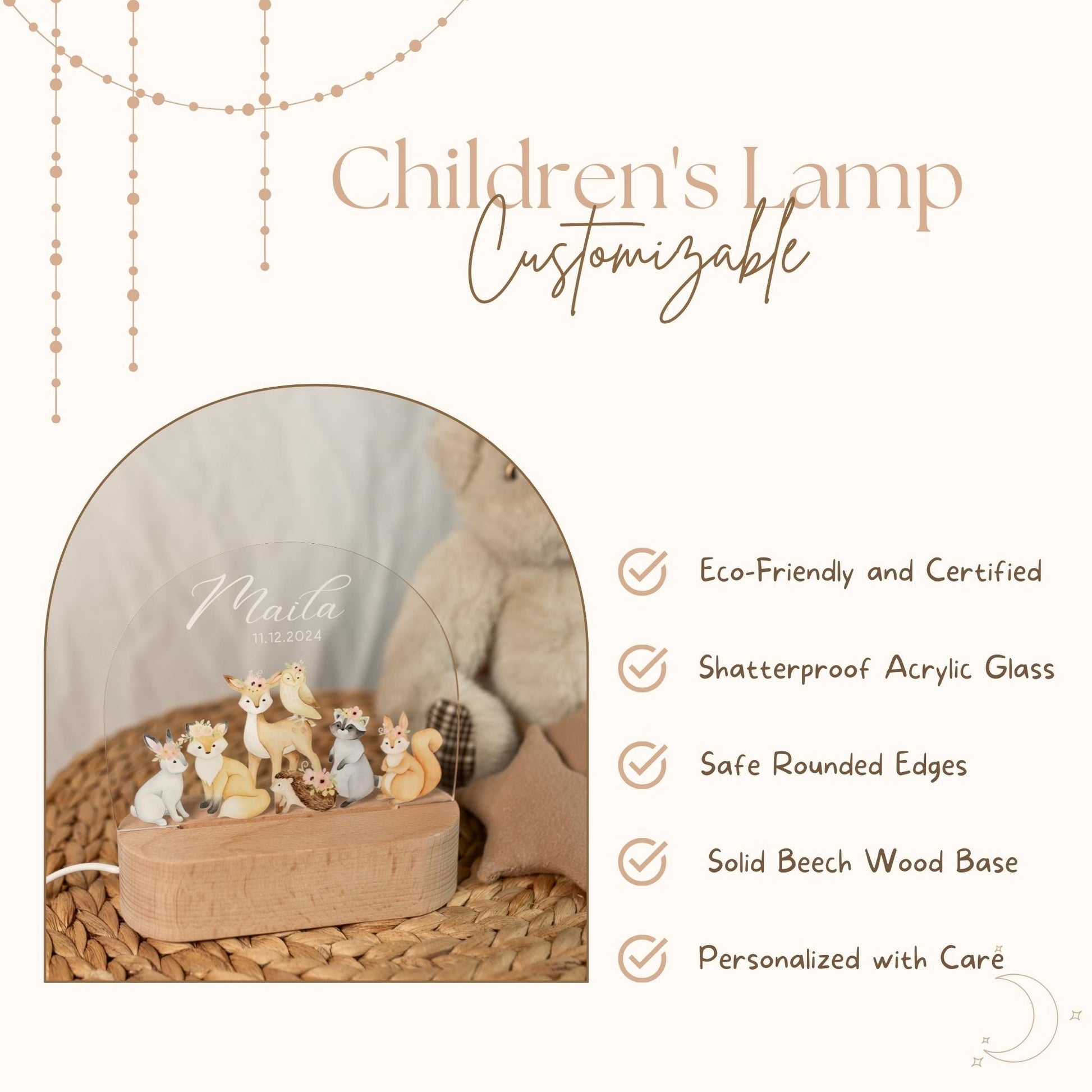 Children's night light with animal motif, lamp Features
