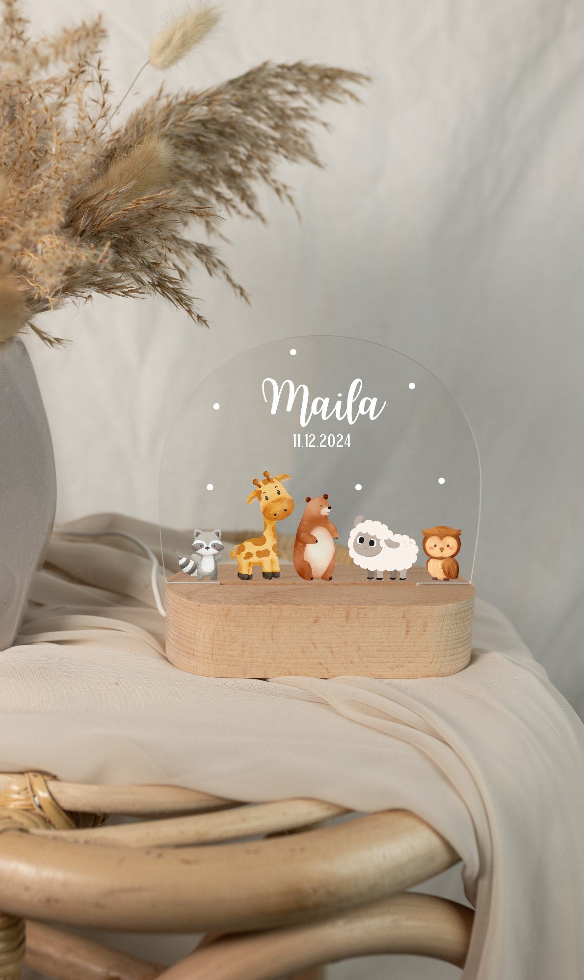 Children's night light with animal motifs in daylight 