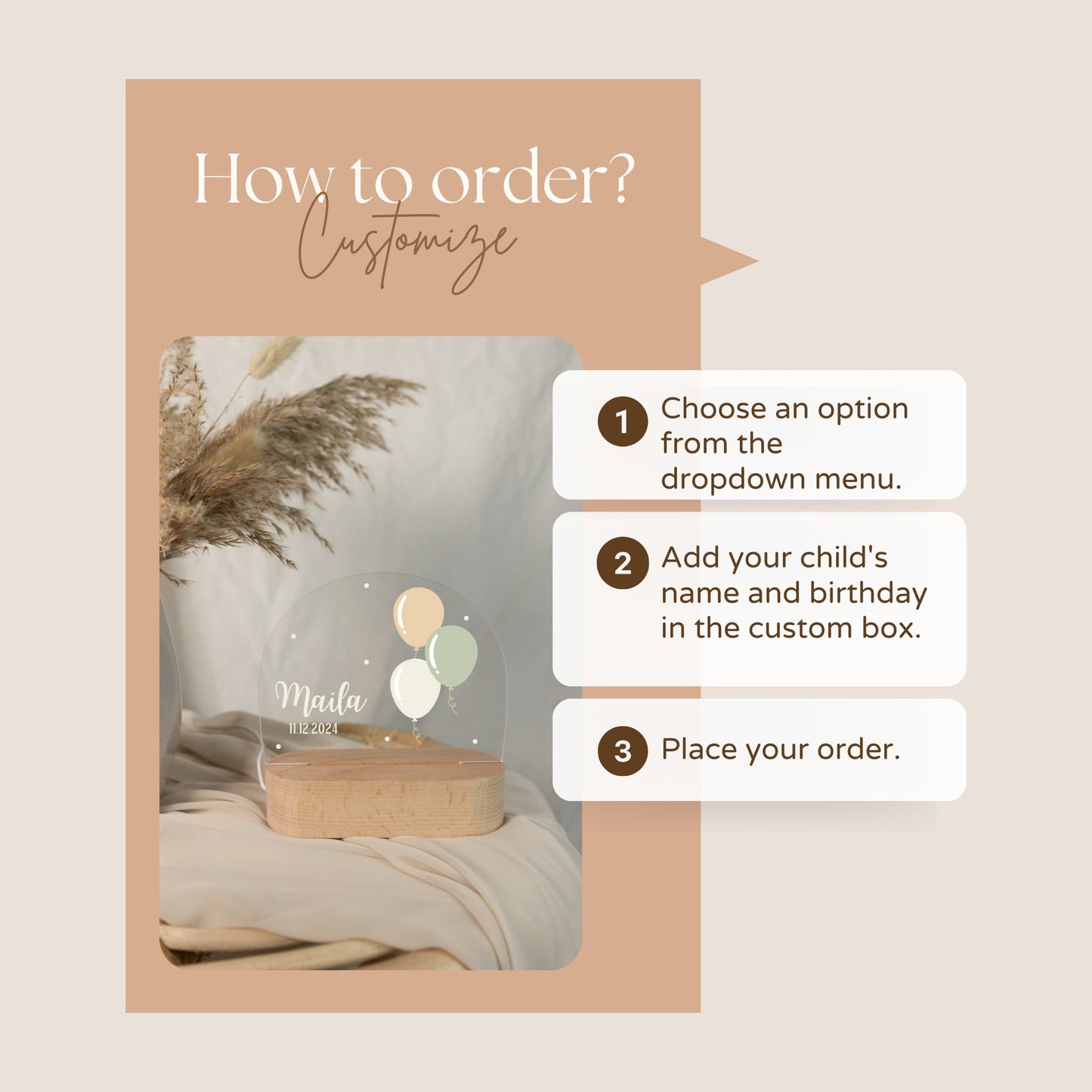 How to order Baby balloon night lamp 