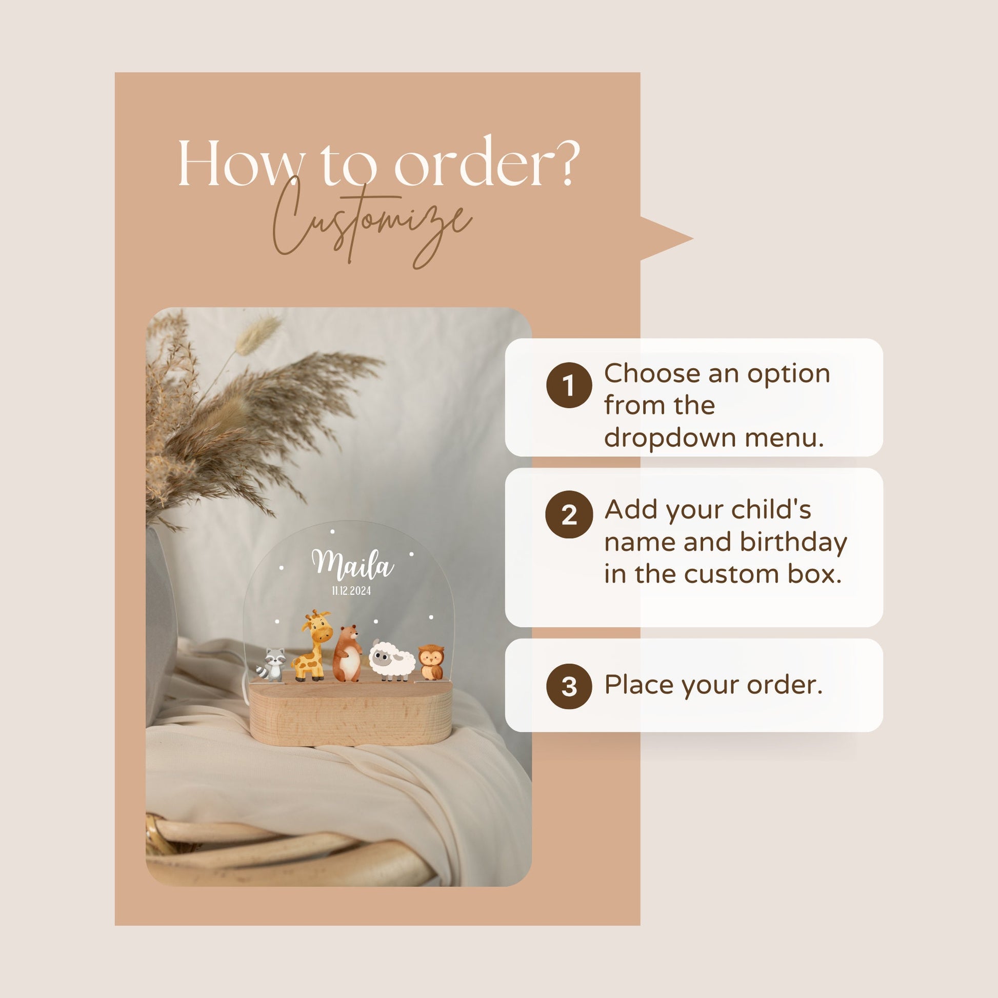 How to order Children's nightlight with an animal motif