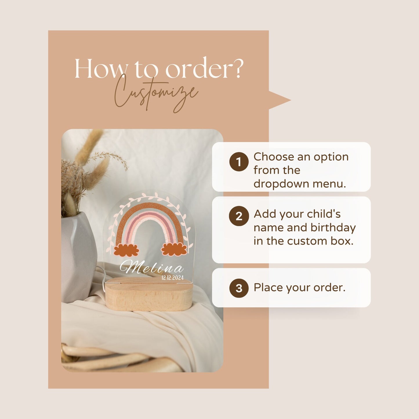 How to order Rainbow night light with lamp 
