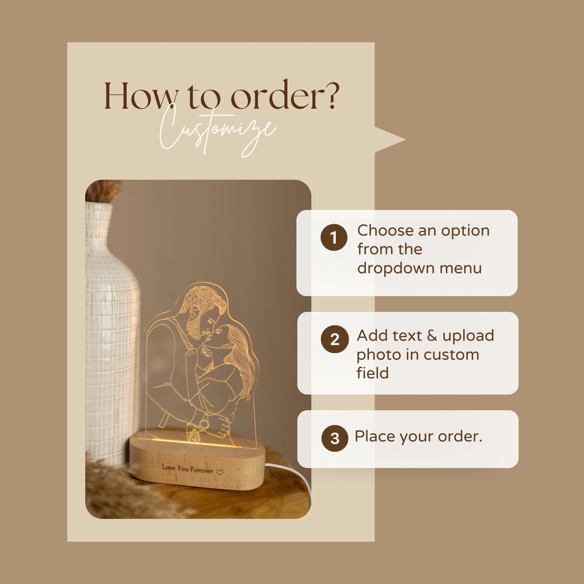 How to order a personalised photo lamp for couples