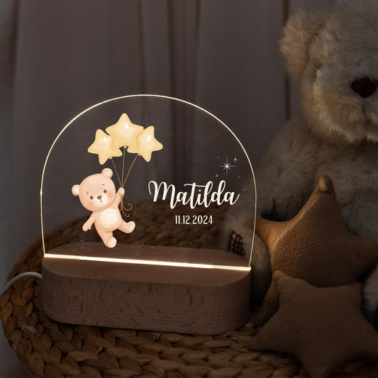 Personalised children's night light in the nursery, soft light for a calming atmosphere