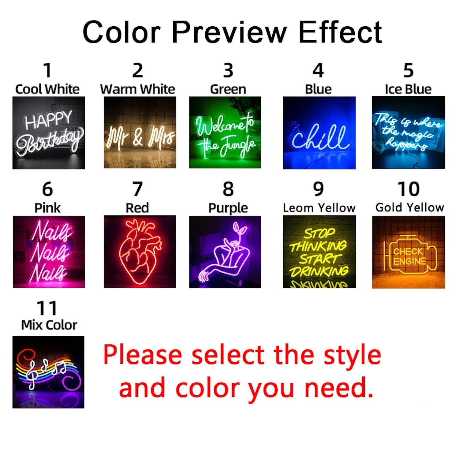 Personalised neon sign that reads "Better Together" in white light, showcasing different neon sign colour options.