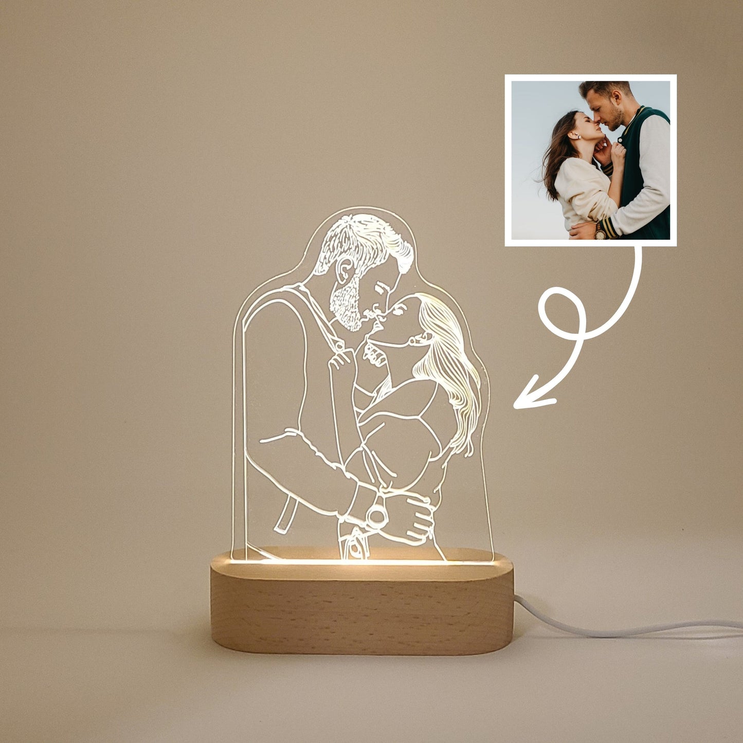 Personalized Lamp with Photo, Custom Photo Lamp, Personalized Photo Gift for Birthdays, Weddings, Christmas, 3D Photo Lamp