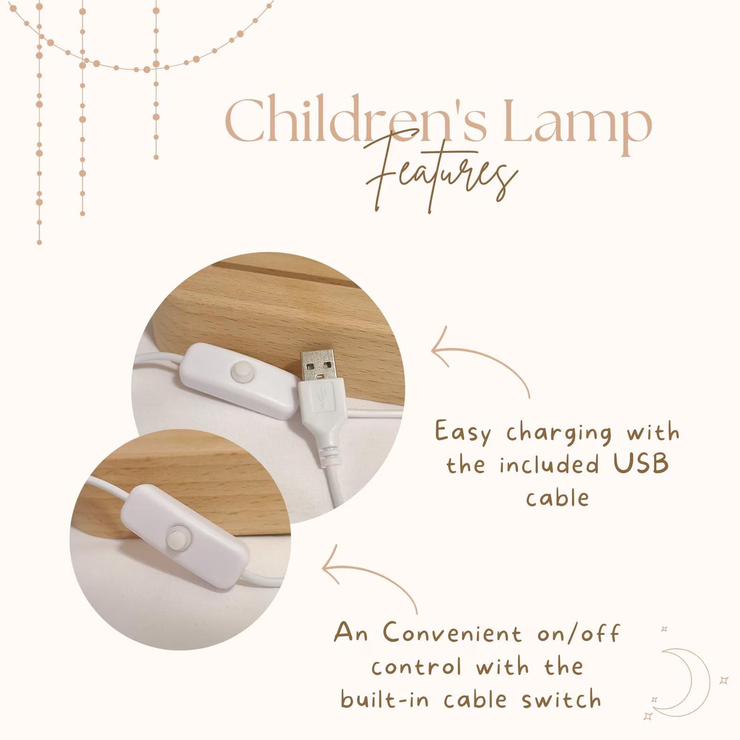 personalized baby night light with an animal motif, USB powered